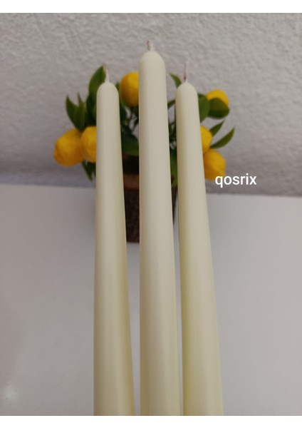 3'lü Açık Krem Şamdan Soya Mumu Soya Doğal Pudra Kokulu Uzun Çubuk Konik Mum Dekoratif fiyatları