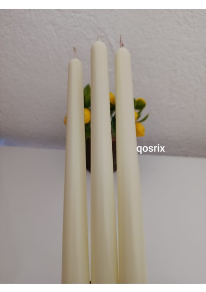 3'lü Açık Krem Şamdan Soya Mumu Soya Doğal Pudra Kokulu Uzun Çubuk Konik Mum Dekoratif fırsatları