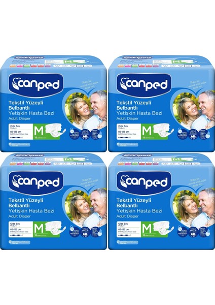 Hasta Bezi Yetişkin Bel Bantlı Tekstil Yüzey M-Orta Boy 72 (4pk*18)