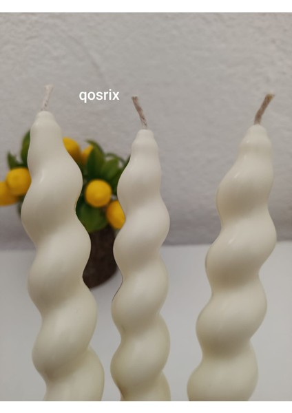 3'lü Açık Krem Italyan Burgulu Şamdan Soya Mumu Doğal Kokulu Uzun Çubuk Konik Burgu Spiral Mum Dekoratif fiyatları