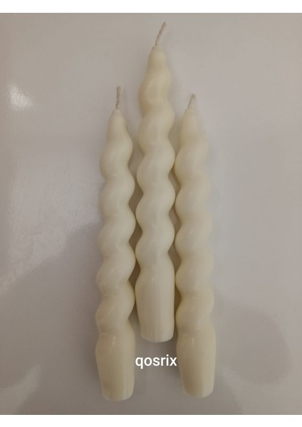 3'lü Açık Krem Italyan Burgulu Şamdan Soya Mumu Doğal Kokulu Uzun Çubuk Konik Burgu Spiral Mum Dekoratif modelleri