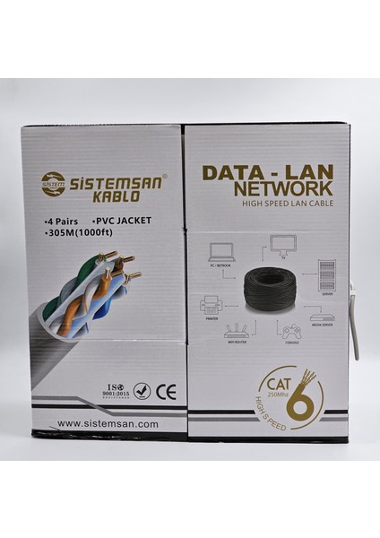Cat 6 Data-Lan Network Kablo - 305 Metre