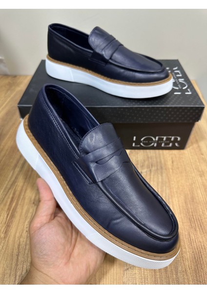 LFR-F083-1 Derı Merdane Ayakkabı Lacivert