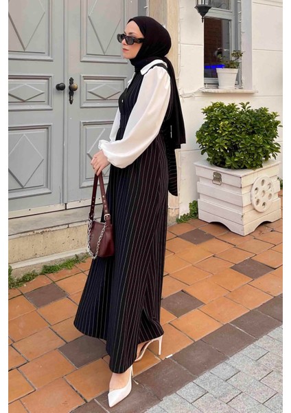 Çizgi Detaylı Garnili Elbise Siyah fiyatları