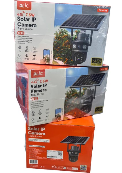 4g Sım Kartlı,Çift Lensli 3+3 6mp Solar Panelli Üçlü Ekran Güvenlik Kamerası, 4K Ultra Hd, Gece Görüşü, Iki Yönlü Ses, IP66 Su Geçirmez, Hareket Algılama fırsatları