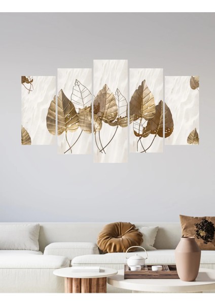 5 Parça Ahşap Sonbahar Yaprakları Duvar Dekoru Salon Oturma Yatak Odası Için 110X60CM Tablo Seti