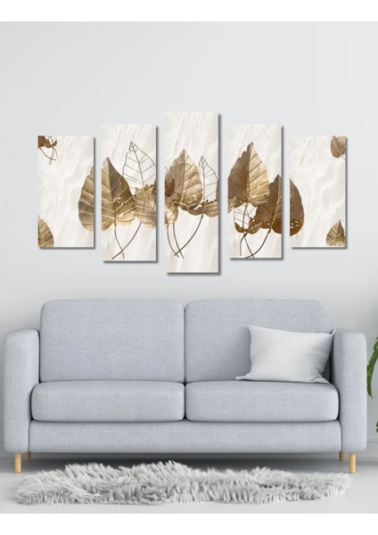 5 Parça Ahşap Sonbahar Yaprakları Duvar Dekoru Salon Oturma Yatak Odası Için 110X60CM Tablo Seti