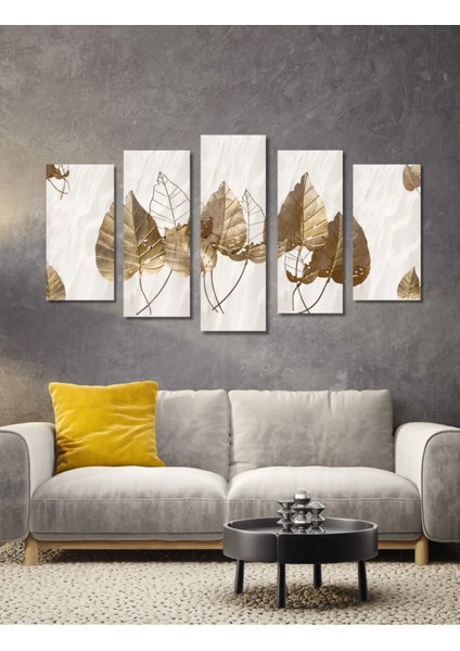5 Parça Ahşap Sonbahar Yaprakları Duvar Dekoru Salon Oturma Yatak Odası Için 110X60CM Tablo Seti