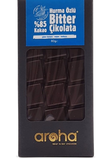 %85 Kakao Hurma Özlü Bitter Çikolata 80 gr