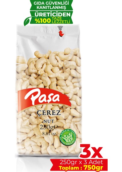 Çiğ Kaju Fıstığı 250 gr X 3 Adet (750 gr)