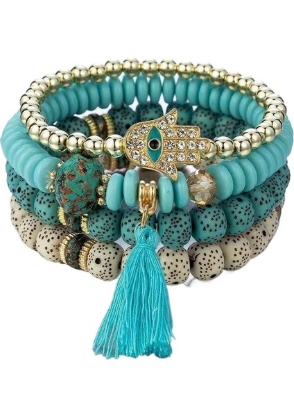 2025 Türk Mavi Göz Bileziği Müslüman Takı Fatima Palmiye Şeytan Gözü (Yurt Dışından)