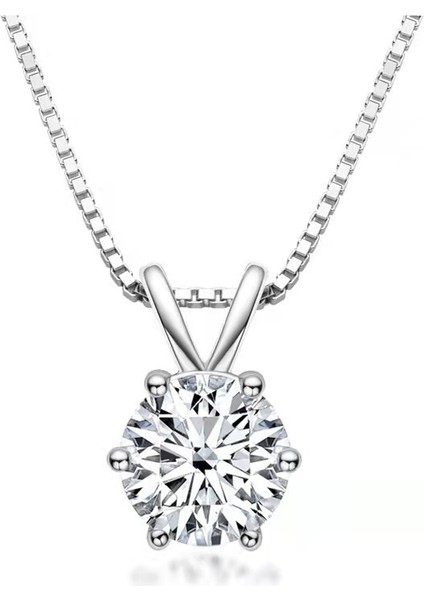 Kadınlar Için Moissanite Kolye Yüksek Kaliteli Tek Elmas Kolye Köprücük Kemiği Zinciri Gümüş Takı (Yurt Dışından)