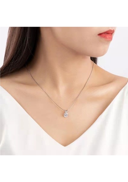 Kadınlar Için Moissanite Kolye Yüksek Kaliteli Tek Elmas Kolye Köprücük Kemiği Zinciri Gümüş Takı (Yurt Dışından) modelleri