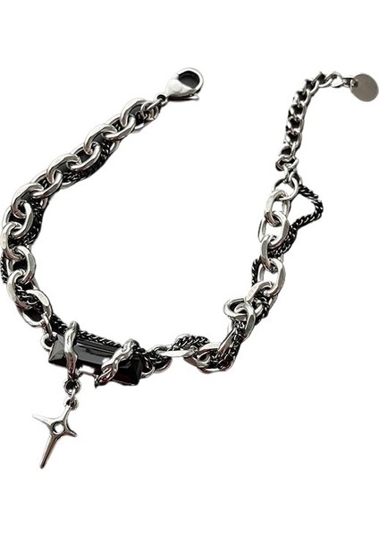 Erkekler Için Yıldız Sarılı Siyah Elmas Bilezik, Titanyum Çelik Tasarım, Yeni Stil, Çok Yönlü, Solmayan Aksesuarlar, Kadınlar Için Sade ve Üst Düzey Aksesuarlar (Yurt Dışından)