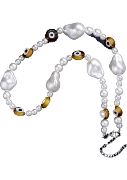 Kadın Kolyesi Bohem Etnik Tarzı Renkli Şeytan Gözü Pirinç Boncuk Kolye Göz Köprücük Kemiği Zinciri (Yurt Dışından) modelleri