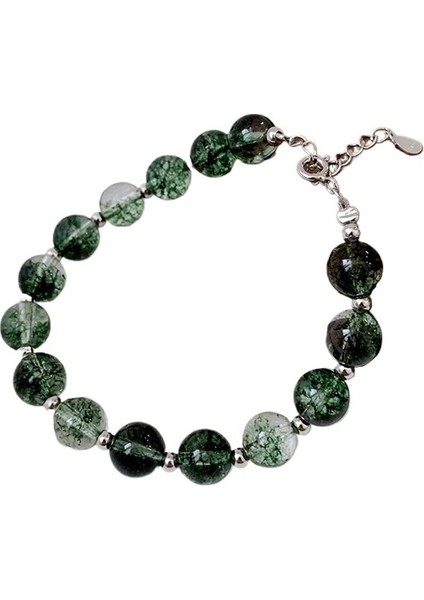Kadın Bileziği Yeşil Gümüş Saf Doğal Kristal (Yurt Dışından)