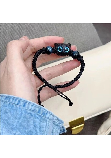 Niş Tasarım Kedi Boncuklu Bilezik Kadın Hafif Lüks Retro Sevimli Bilezik (Yurt Dışından)