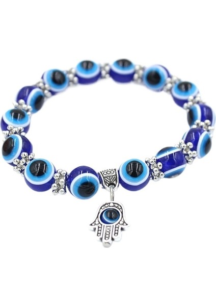 Vintage 10MM Mavi Göz Boncukları Fatma Eli Şans Bileziği (Yurt Dışından)