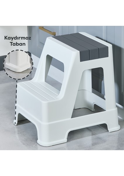 Plastik Basamaklı Tabure Gri