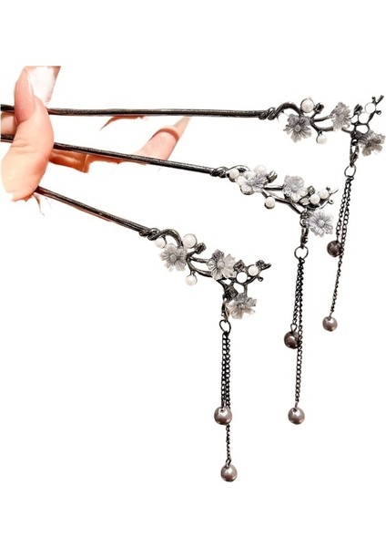 Yeni Çin Tarzı Erik Çiçeği Metal Saç Tokası Kadın Niş Tasarım Saç Tokası Çiçek Püskül Saç Tokası Başlığı Modern (Yurt Dışından)