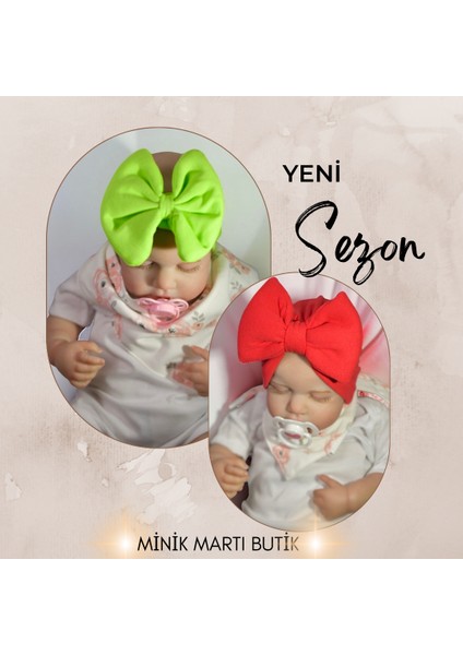 En Konforlu Bone ve Bandana Seti, 0-2 Yaş Kız Bebekler Için %100 Yerli Üretim Fiyonk Bone ve Bandana Seti