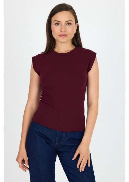 Bordo Bisiklet Yaka Pamuklu Slim Fit Tişört 3050 fiyatları