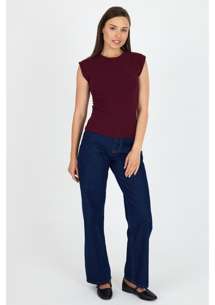 Bordo Bisiklet Yaka Pamuklu Slim Fit Tişört 3050 modelleri