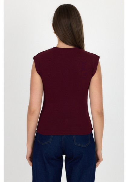 Bordo Bisiklet Yaka Pamuklu Slim Fit Tişört 3050 indirimleri