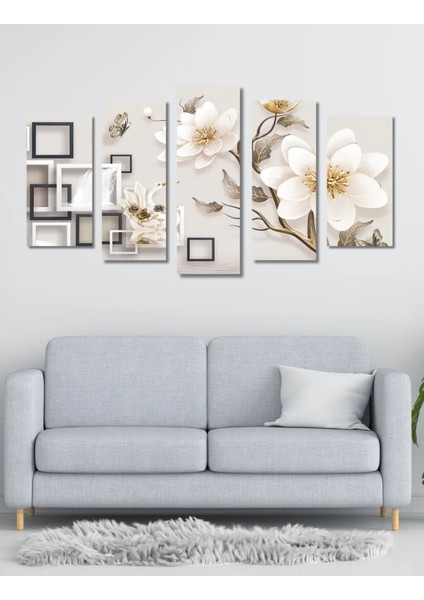 5 Parça Ahşap Beyaz Ağaç Duvar Dekoru Salon Oturma Yatak Odası Için 110X60CM Tablo Seti fiyatları