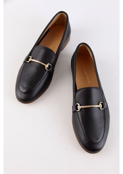 Livia Siyah Hakiki Deri Kadın Loafer