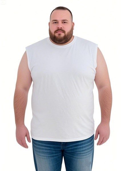 Erkek Büyük Beden Oversize Sıfır Kollu T-Shirt 3xl 4xl 5xl 6xl 7xl 8xl 9xl