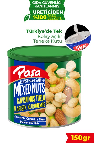 Kavrulmuş Karışık Kuruyemiş Teneke Kutu 150 gr