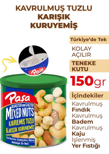 Kavrulmuş Karışık Kuruyemiş Teneke Kutu 150 gr fiyatları