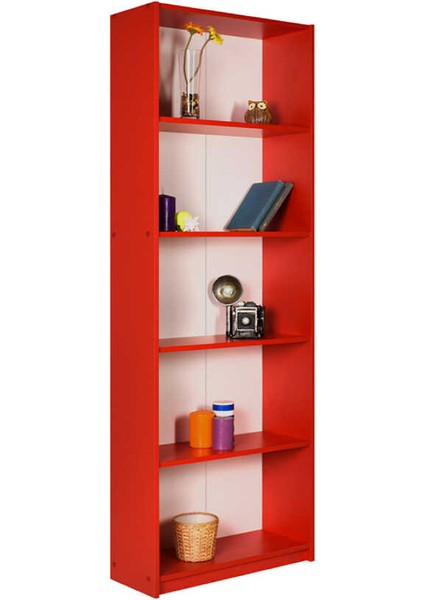 Adore Max 5 Raflı Kitaplık - Kırmızı Renk