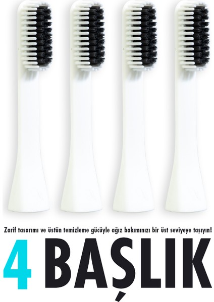 Nylon & Silicone Head 4 Şarjlı Diş Fırçası Başlığı White