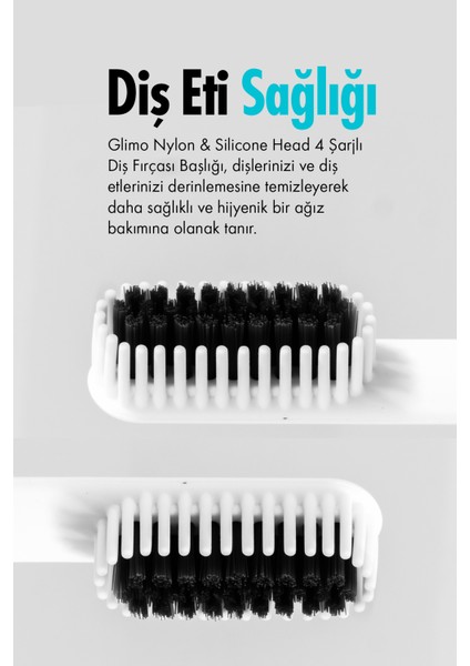 Nylon & Silicone Head 4 Şarjlı Diş Fırçası Başlığı White