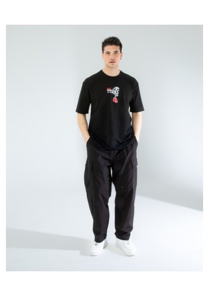 Oversıze Unisex Baskılı T-Shırt Tyson Black