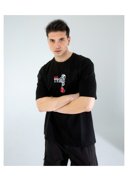 Oversıze Unisex Baskılı T-Shırt Tyson Black fırsatları