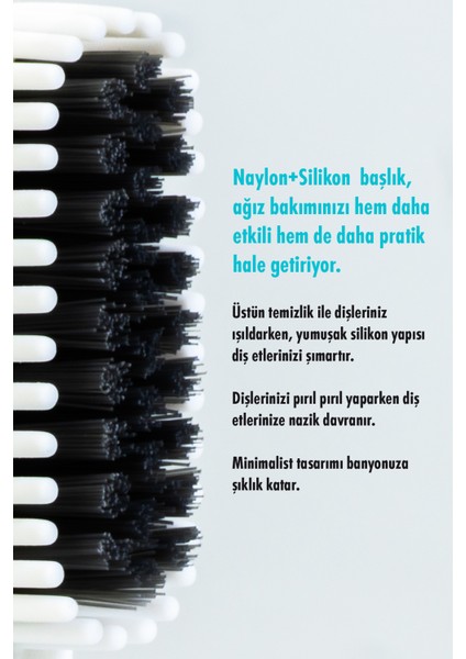Nylon & Silicone Head 4 Şarjlı Diş Fırçası Başlığı White