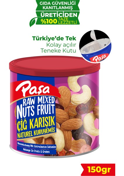 Çiğ Karışık Kuruyemiş Teneke Kutu 150 gr