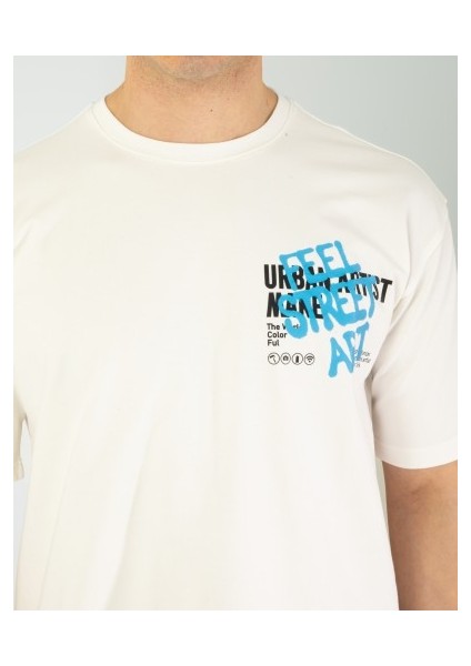 Oversıze Unisex Baskılı T-Shırt Feelart Ecrou modelleri