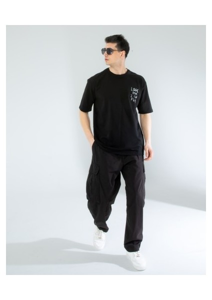 Oversıze Unisex Baskılı T-Shırt Fly Black fiyatları