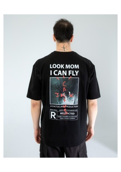 Oversıze Unisex Baskılı T-Shırt Fly Black indirimleri