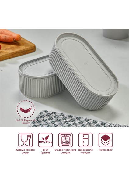 3 Adet Elastik Bantlı Istiflenebilir Pratik Saklama Kabı Seti 2X(1100 Ml) 1X(2600 Ml) Gri modelleri