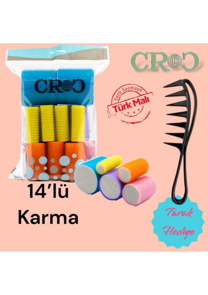 1210 Cırtlı Sünger Bigudi 14lü Karma Paket