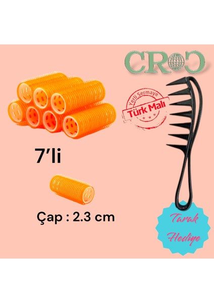 1216 Cırtlı Yapışkanlı Bigudi 7'li Çap 2,5cm