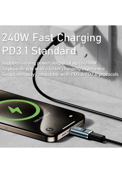 240W Pd3.1 Manyetik Usb-C Adaptör | 40GBPS Usb4.0 Veri Aktarımı | Tam Fonksiyonlu ve Çok Yönlü Otget