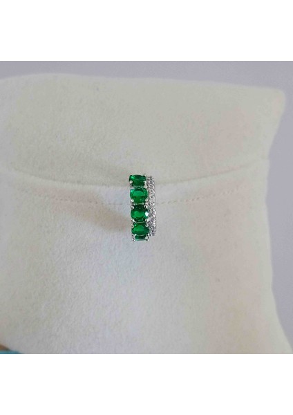 Pirinç Silver Yeşil Zirkon Taşlı Kıkırdak Küpe indirimleri