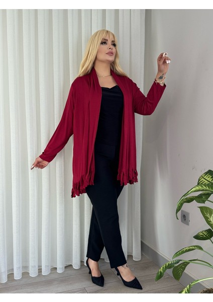 Kadın Büyük Beden Flok Baskı Detay Esnek Çelik Interlok Elbise