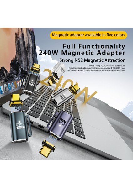 240W Pd3.1 Manyetik Usb-C Adaptör | 40GBPS Usb4.0 Veri Aktarımı | Tam Fonksiyonlu ve Çok Yönlü Otget